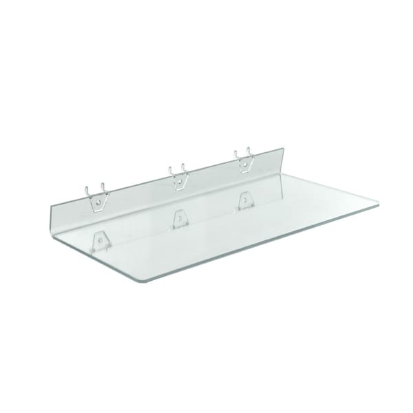 20"W x 8"D Clear Acrylic Shelf for Pegboard and Slatwall, PK4